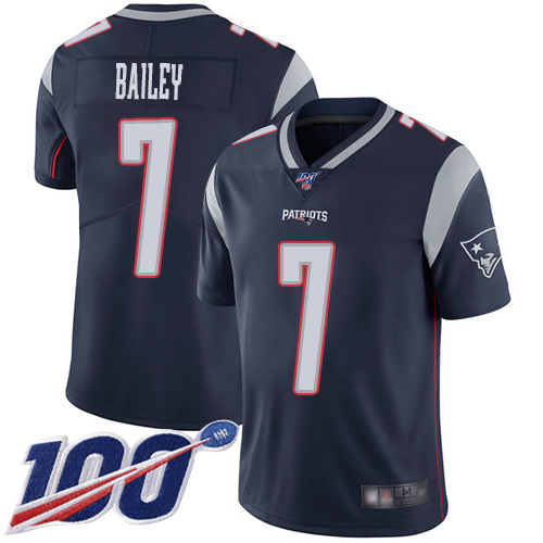 New England Patriots Football #7 Vapor Untouchable 100th Season Limited Navy Blue Men Jake Bailey Home NFL Jersey->youth nfl jersey->Youth Jersey